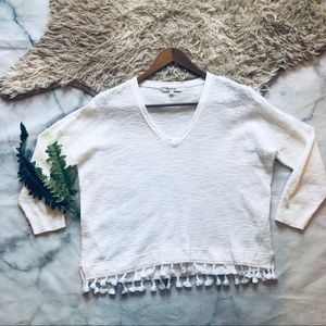 Madewell Cora Tassel Trim V-Neck Sweater (XS)